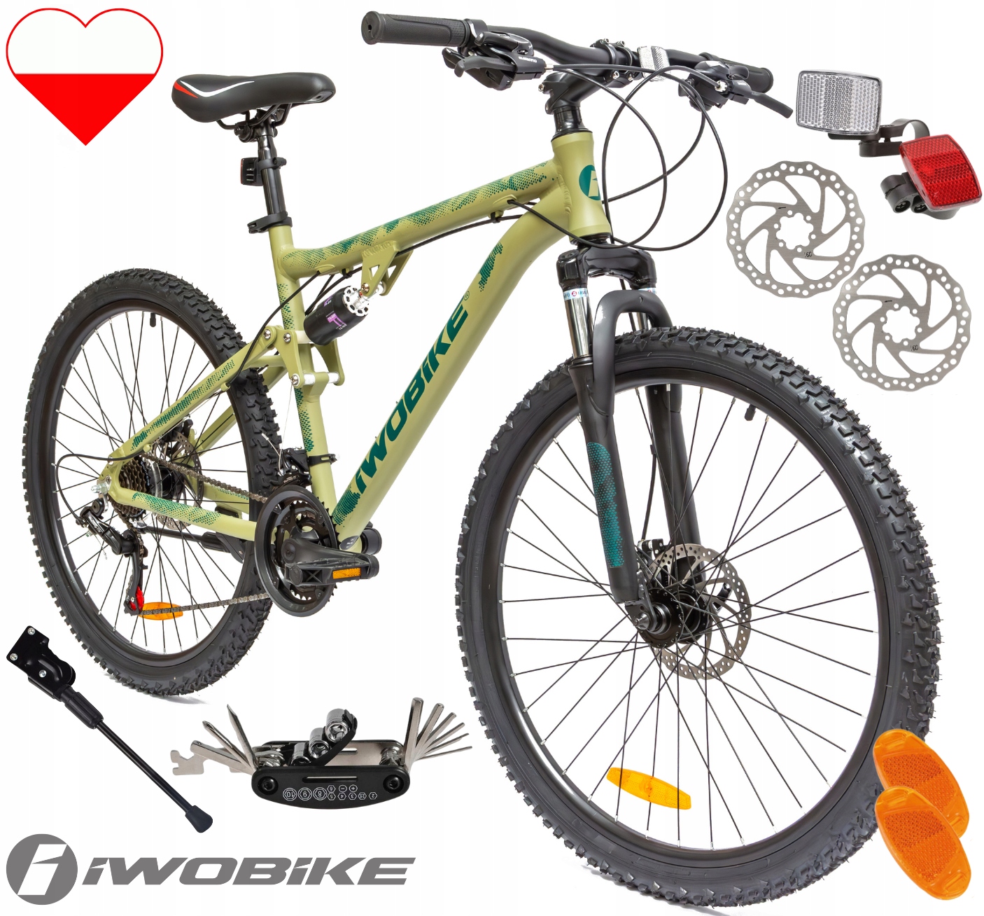 Rower Górski Męski Damski 26" IWOBIKE Shimano ALU Full Amortyzacja 2025